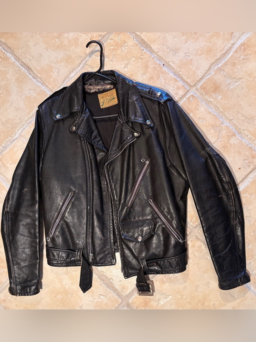 Vintage 1950’s Grais Black Leather Motorcycle Jacket